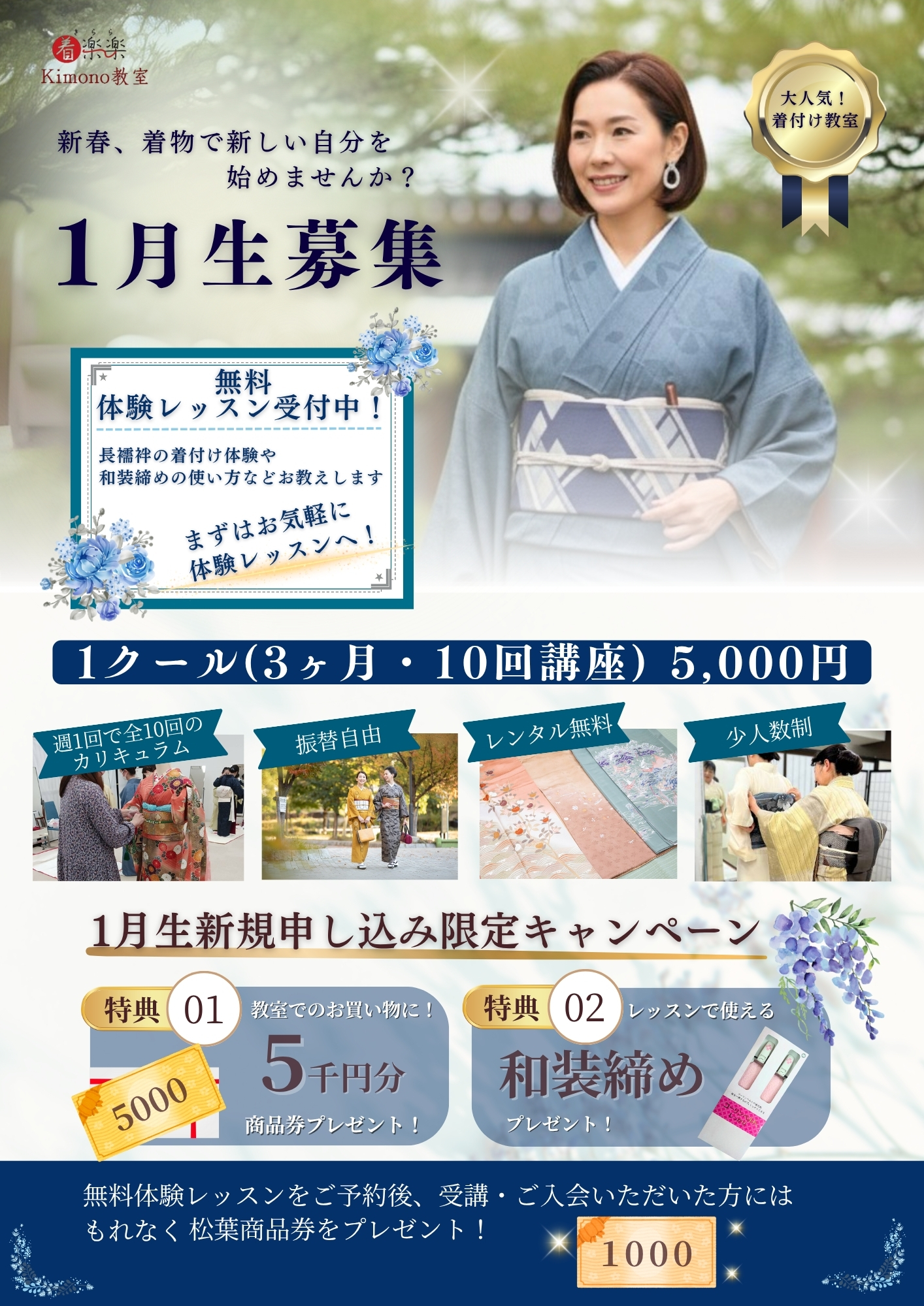 1月生入校キャンペーン！新規入校の方には商品券をプレゼント！