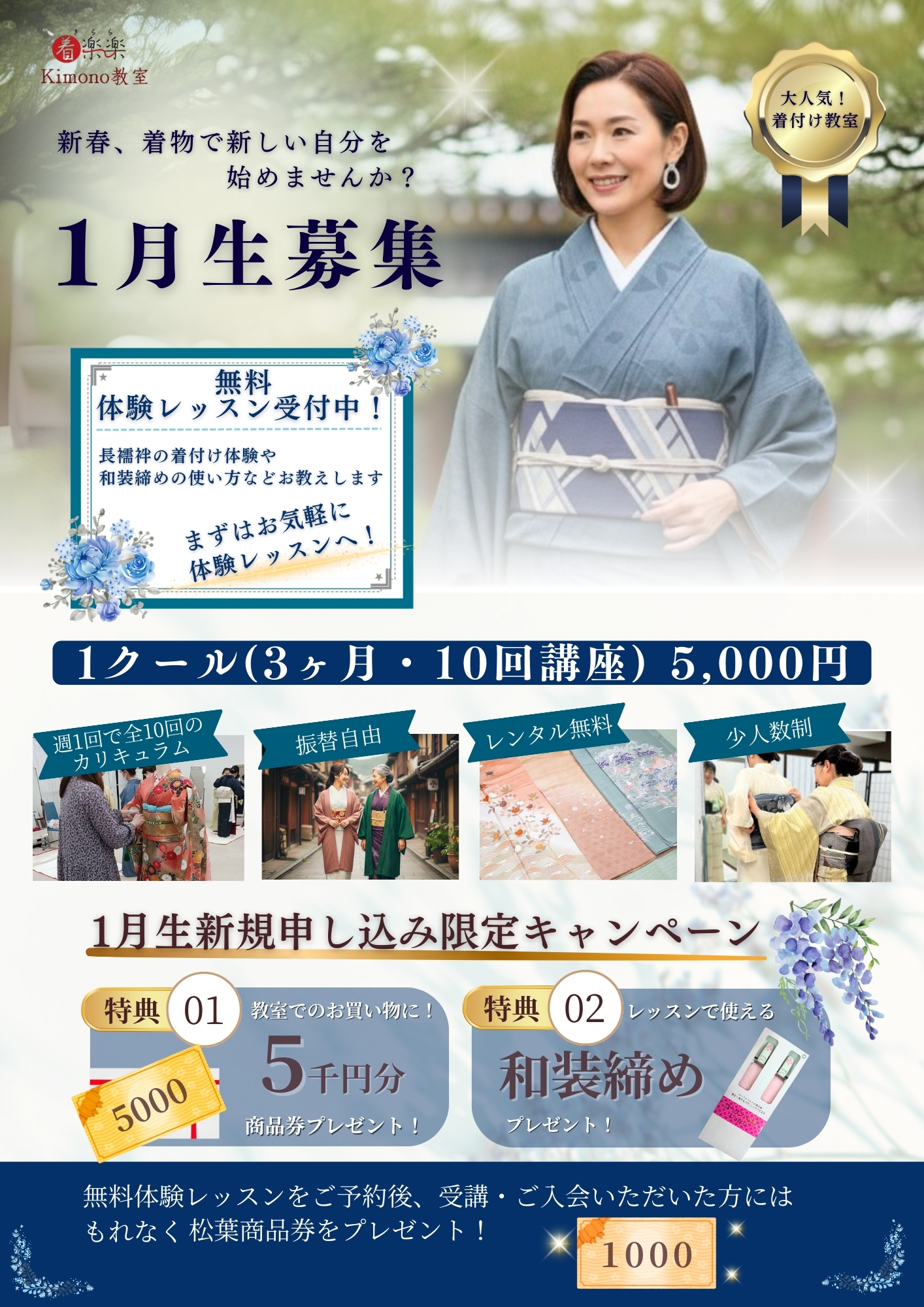 1月生入校キャンペーン！新規入校の方には商品券をプレゼント！